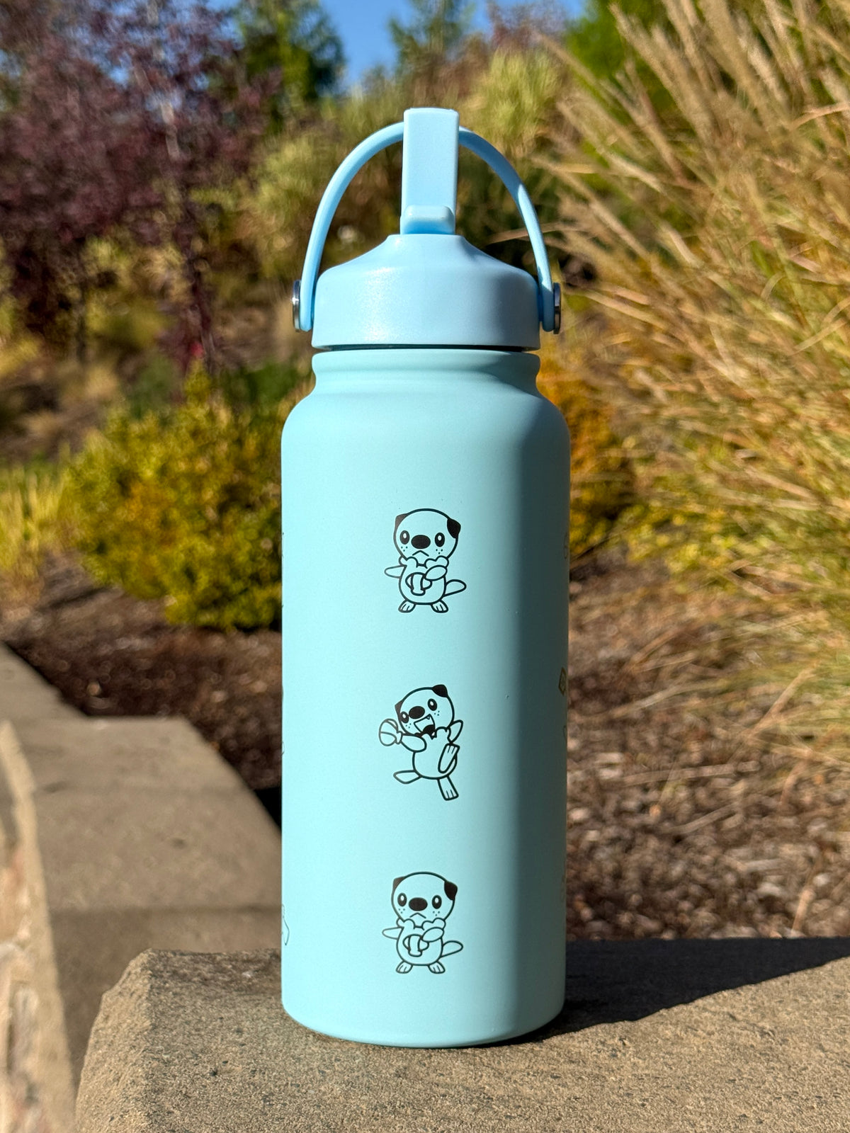 Oshawott Water Bottle Engraved Waterbottle, Crying Oshawott Shell Funny Unova Starter Samurott Coffee Tumbler Thermos, Anime Birthday Gift