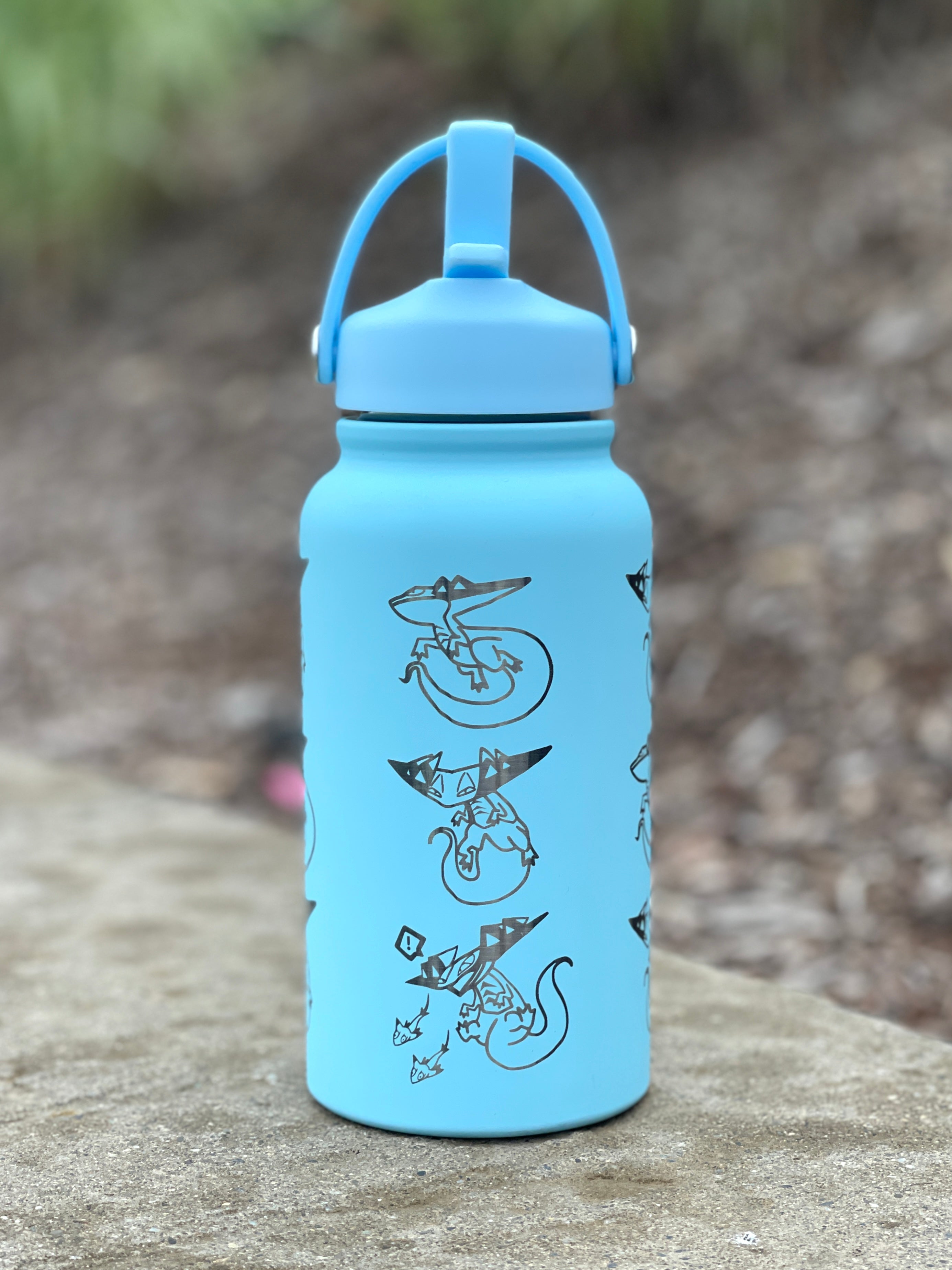 Dragapult Water Bottle Engraved Waterbottle with Dreepy Dragon Darts Coffee Tumbler Thermos Flask, Ghost Dragon Gamer Anniversary Gift