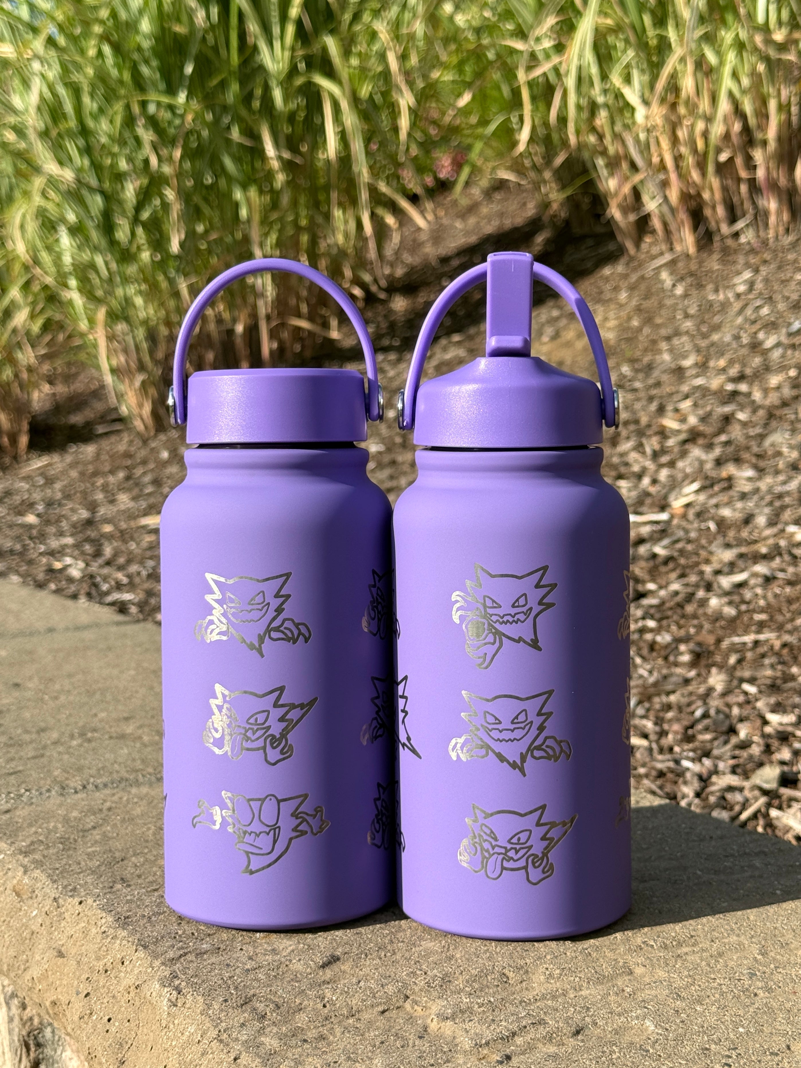 Haunter Water Bottle Engraved Waterbottle, Ghost Shadow Ball Coffee Tumbler Thermos Flask, Gamer Anniversary Gift