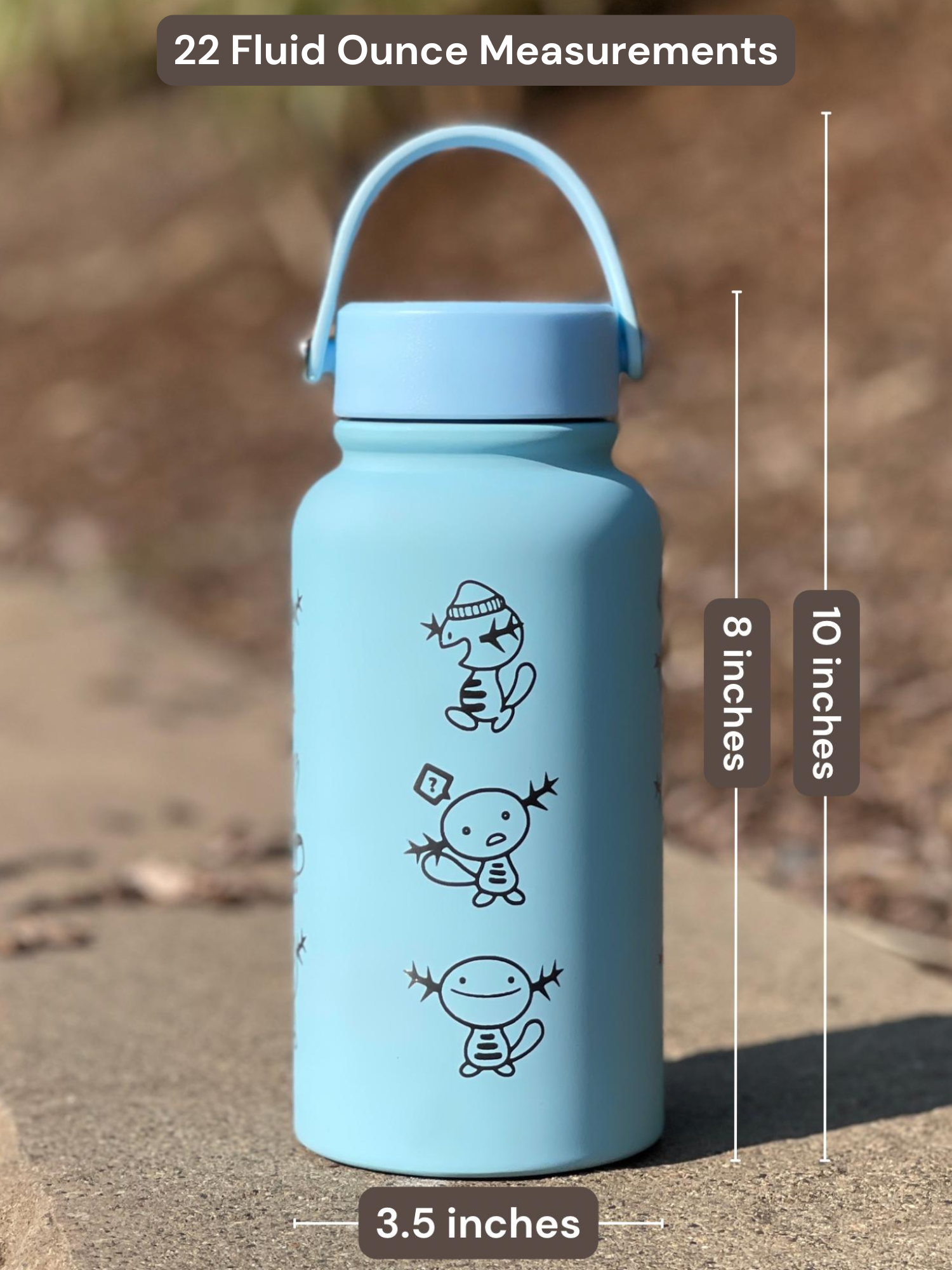 Wooper Quagsire Water Bottle Engraved Coffee Tumbler, Beanie Skatebording Wooper Waterbottle Travel Mug Thermos, Anime Fan Birthday Gift