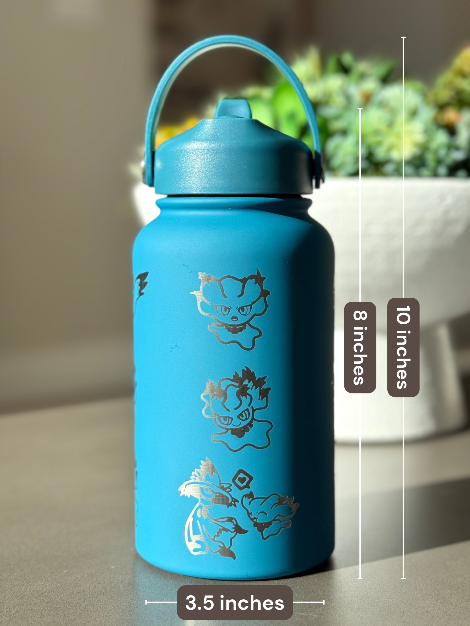 Misdreavus Water Bottle Engraved Coffee Tumbler with Misdreavus & Flutter Mane Waterbottle, Ghost Thermos Anime Fan Birthday Gift