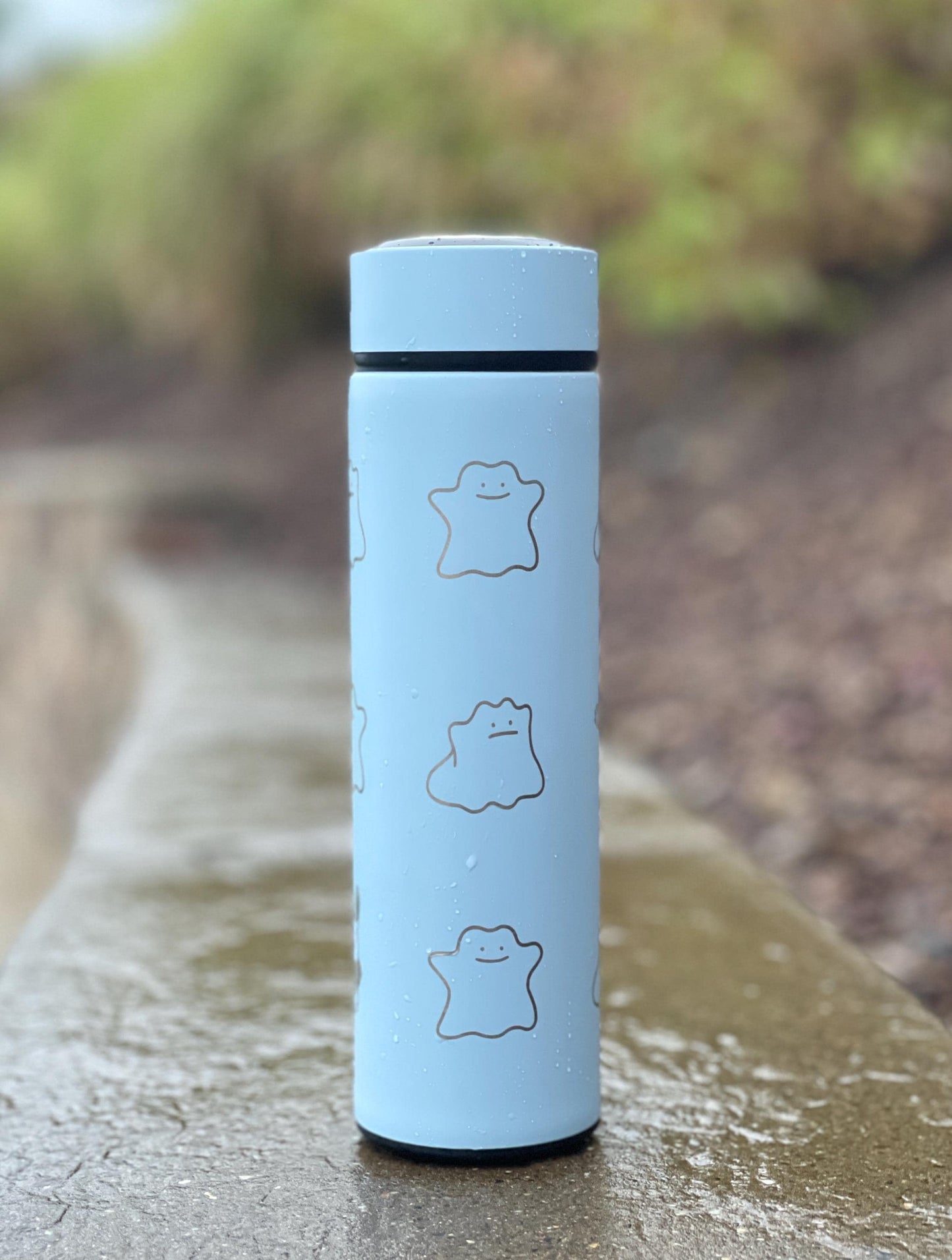 Funny Ditto Coffee Tumbler Shiny Ditto Engraved Tea Infuser Waterbottle with Fake Squirtle and Eevee, Pokemon Meme Birthday Anniversary Gift