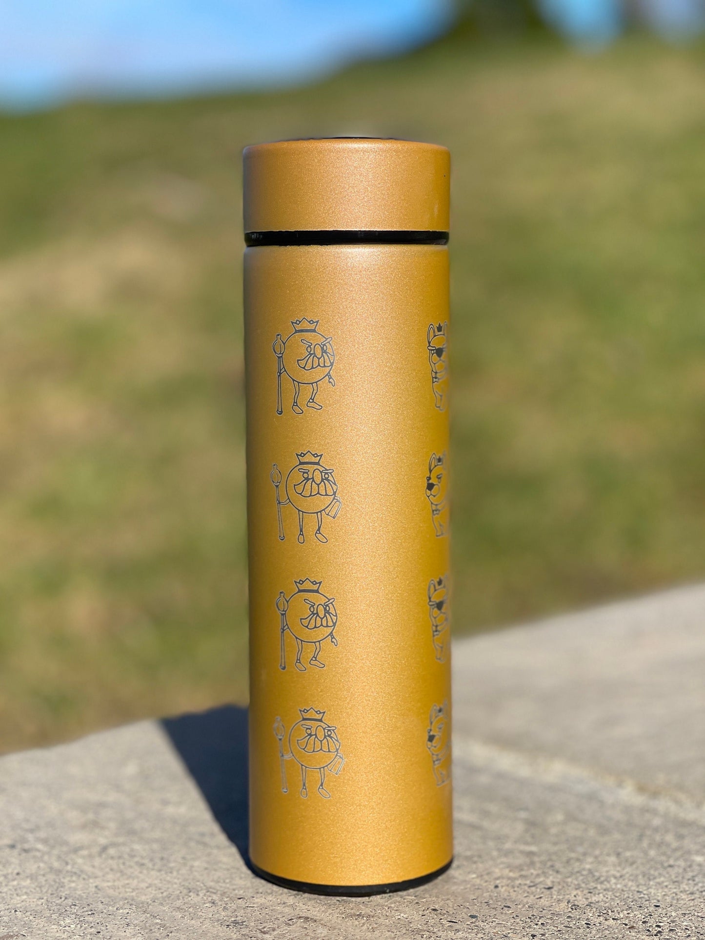 Overcooked Tumbler “Onion King and Kevin the Dog” with Tea Infuser, Overcook 2 Game Coffee Travel Mug, Cute Gamer Water Bottle Birthday Gift
