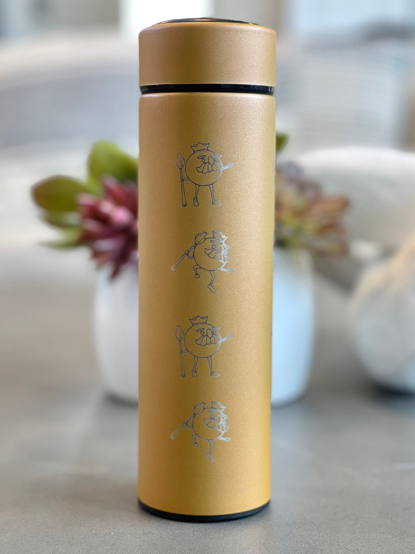 Overcooked Tumbler “Onion King and Kevin the Dog” with Tea Infuser, Overcook 2 Game Coffee Travel Mug, Cute Gamer Water Bottle Birthday Gift