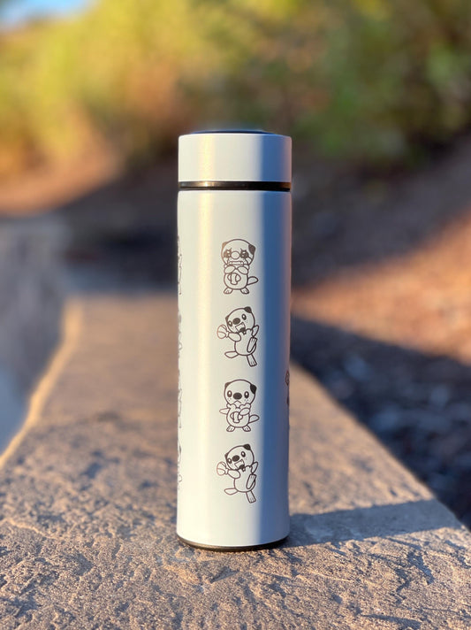Cute Oshawott Coffee Tumbler Tea Infuser Water Bottle, Unova Starter Pokemon Otter Shell Travel Mug Cup, Anime Fan Birthday Anniversary Gift