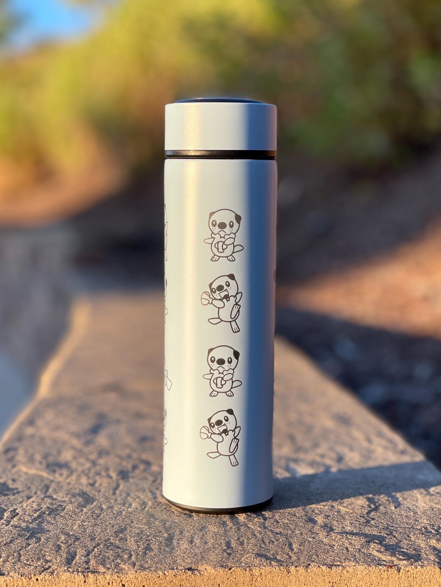 Cute Oshawott Coffee Tumbler Tea Infuser Water Bottle, Unova Starter Pokemon Otter Shell Travel Mug Cup, Anime Fan Birthday Anniversary Gift