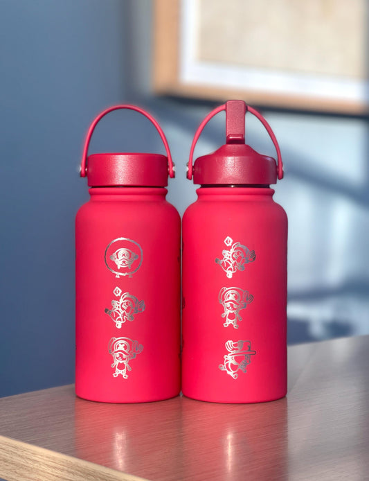 Chopper One Piece Water Bottle Engraved Coffee Tumbler, Hito Hito no Mi Devil Fruit Waterbottle Thermos Travel Mug, Anime Fan Birthday Gift