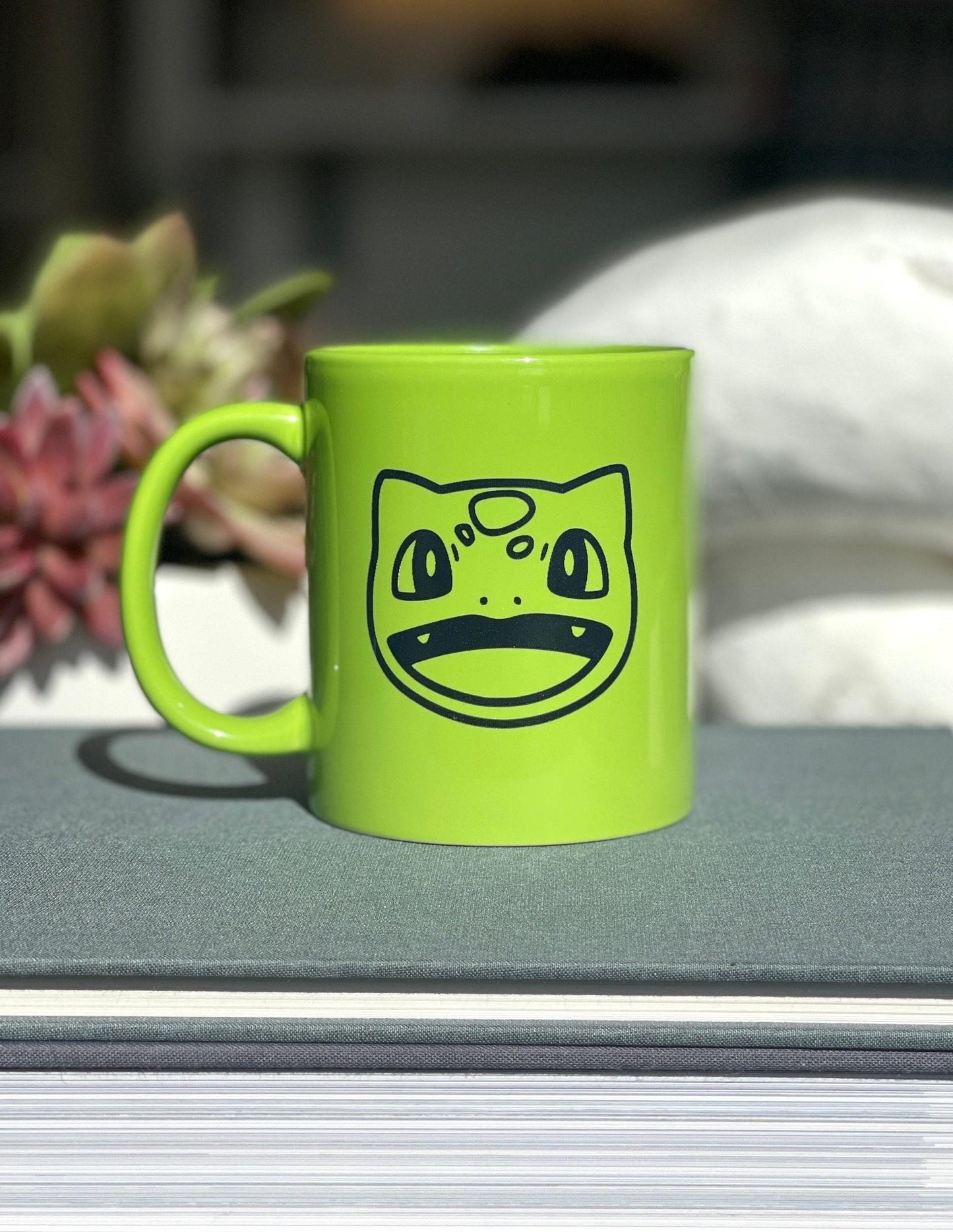 Cute Bulbasaur Coffee Mug Engraved Pokemon Tea Cup, Kanto Starter Set, Microwave Dishwasher Safe, Gen 1 Fan Gamer Anniversary Birthday Gift