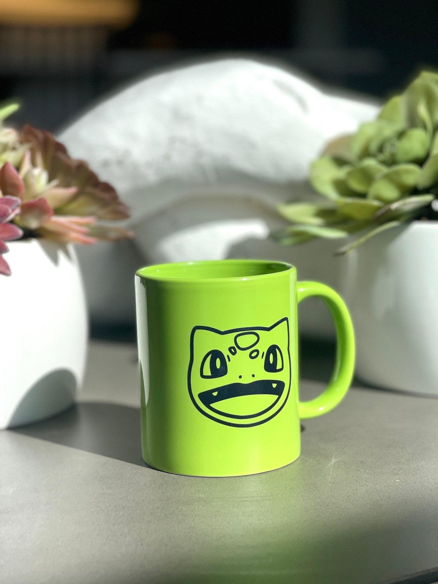 Cute Bulbasaur Coffee Mug Engraved Pokemon Tea Cup, Kanto Starter Set, Microwave Dishwasher Safe, Gen 1 Fan Gamer Anniversary Birthday Gift