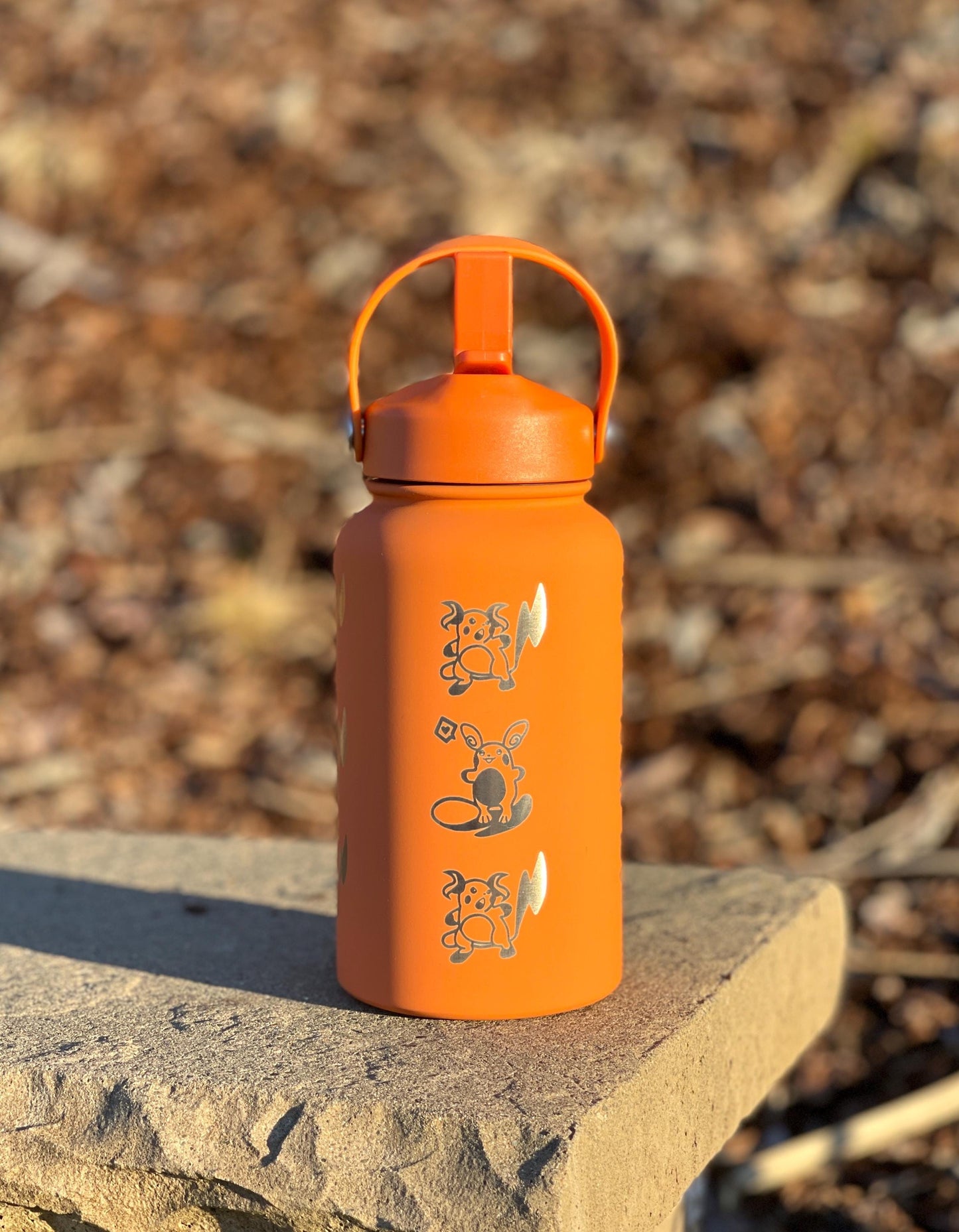 Raichu Water Bottle Tumbler with Alolan Raichu, Engraved Coffee Travel Mug Cup Straw Waterbottle, Cute Anime Fan Pikachu Birthday Gift