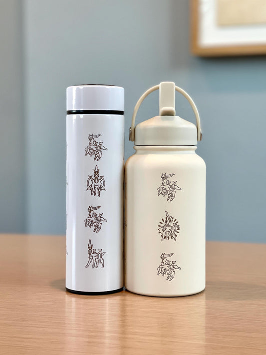 Arceus Coffee Tumbler Waterbottle with Tea Infuser, Sinnoh Legendary Legends Mythical Water Bottle, Anime Fan Travel Mug Thermos Flask Gift