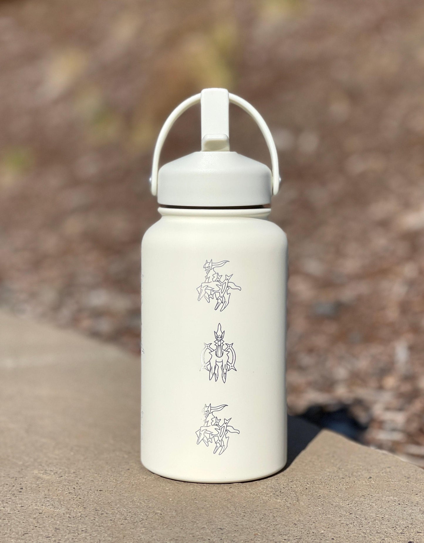 Arceus Pokemon Water Bottle with Straw Handle, Pokemon Legends Sinnoh Mythical Waterbottle Coffee Tumbler, Anime Fan Travel Mug Cup Gift