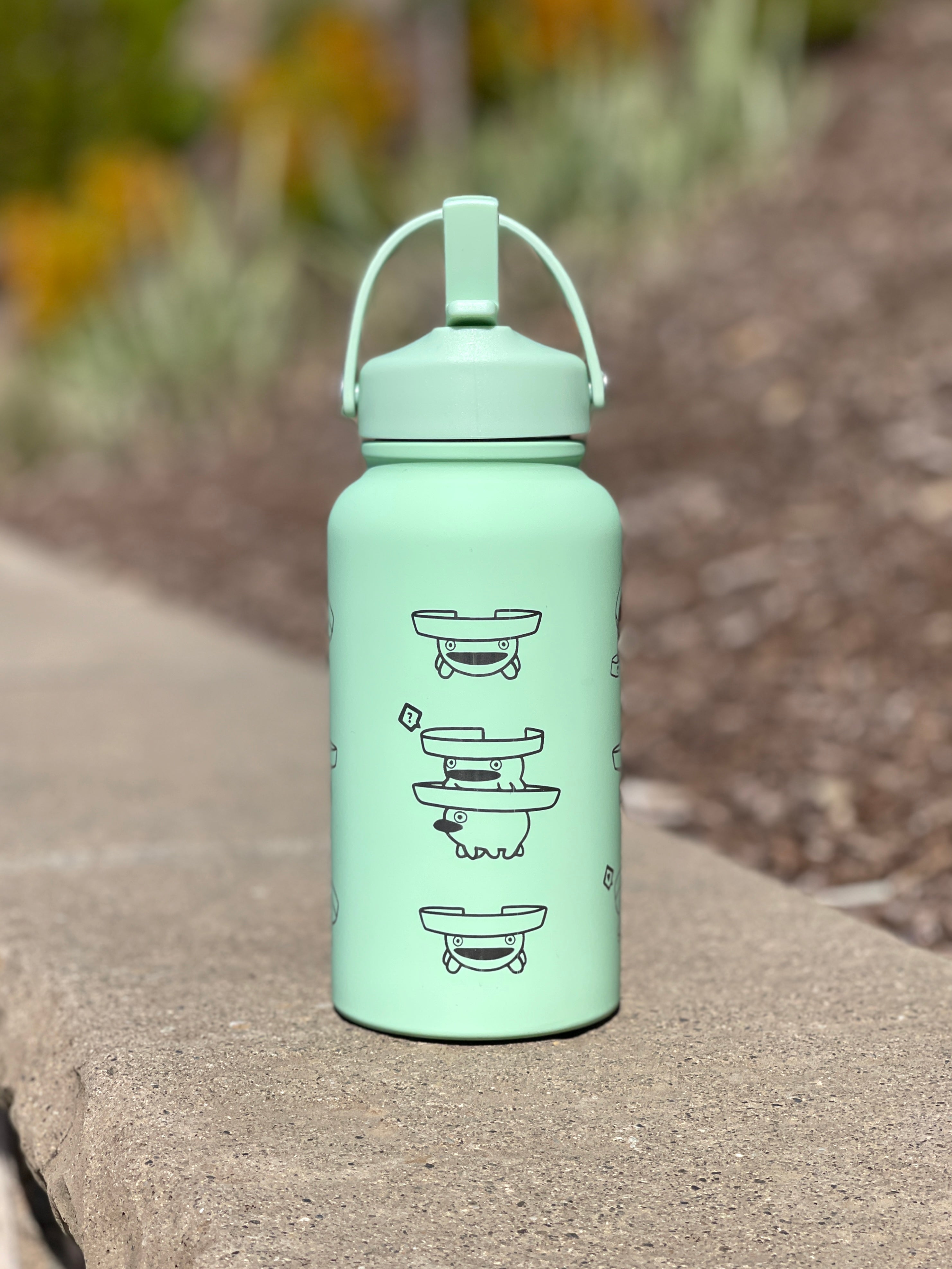 Lotad Water Bottle Engraved Coffee Tumbler, Lotad with Knife Waterbottle Thermos, Funny Meme Anime Fan Birthday Gift