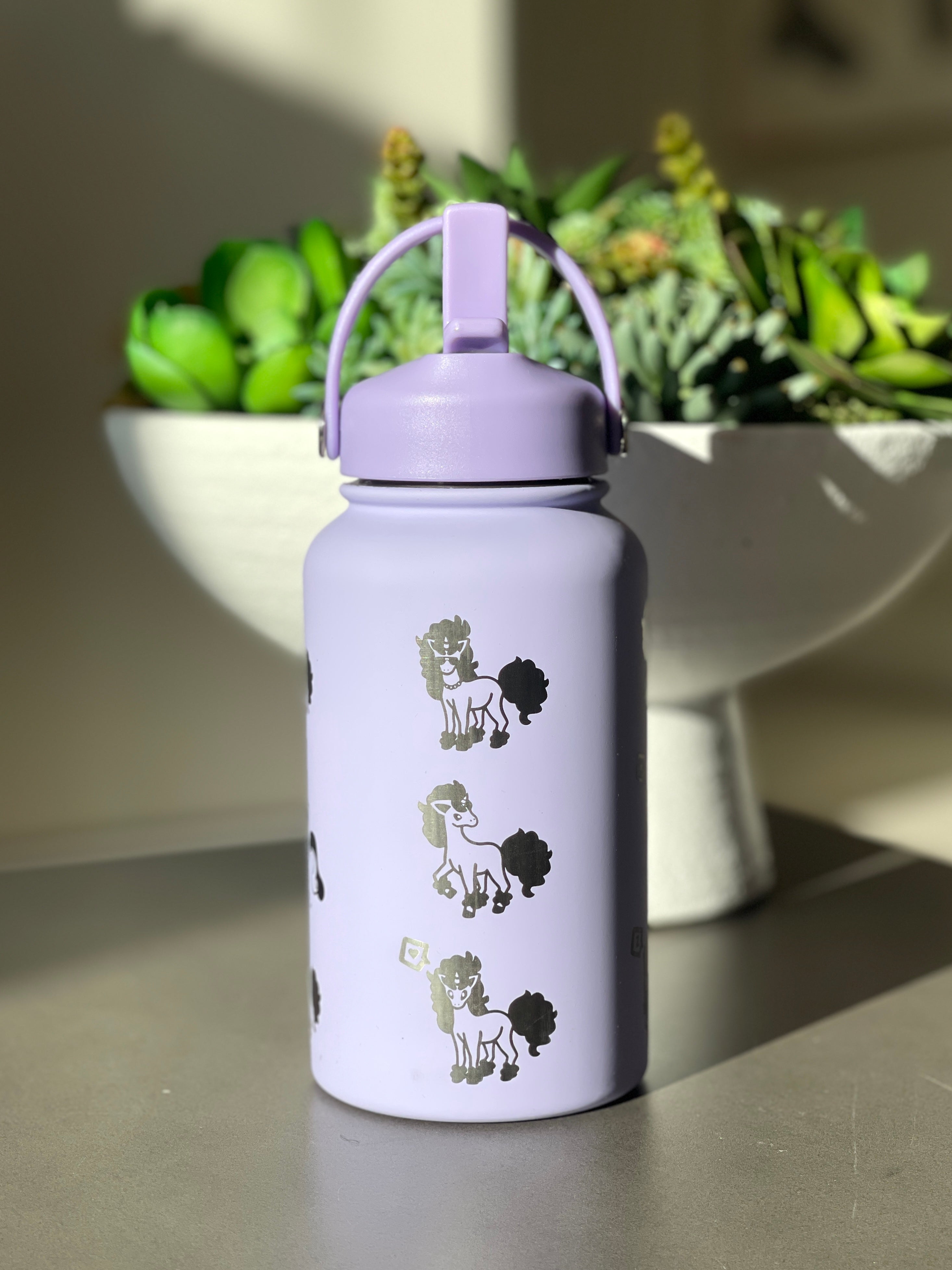 Galarian Ponyta Rapidash Water Bottle Engraved Coffee Tumbler with Sleeping & Sunglasses Ponyta, Waterbottle, Pony Thermos Anime Fan Birthday Gift
