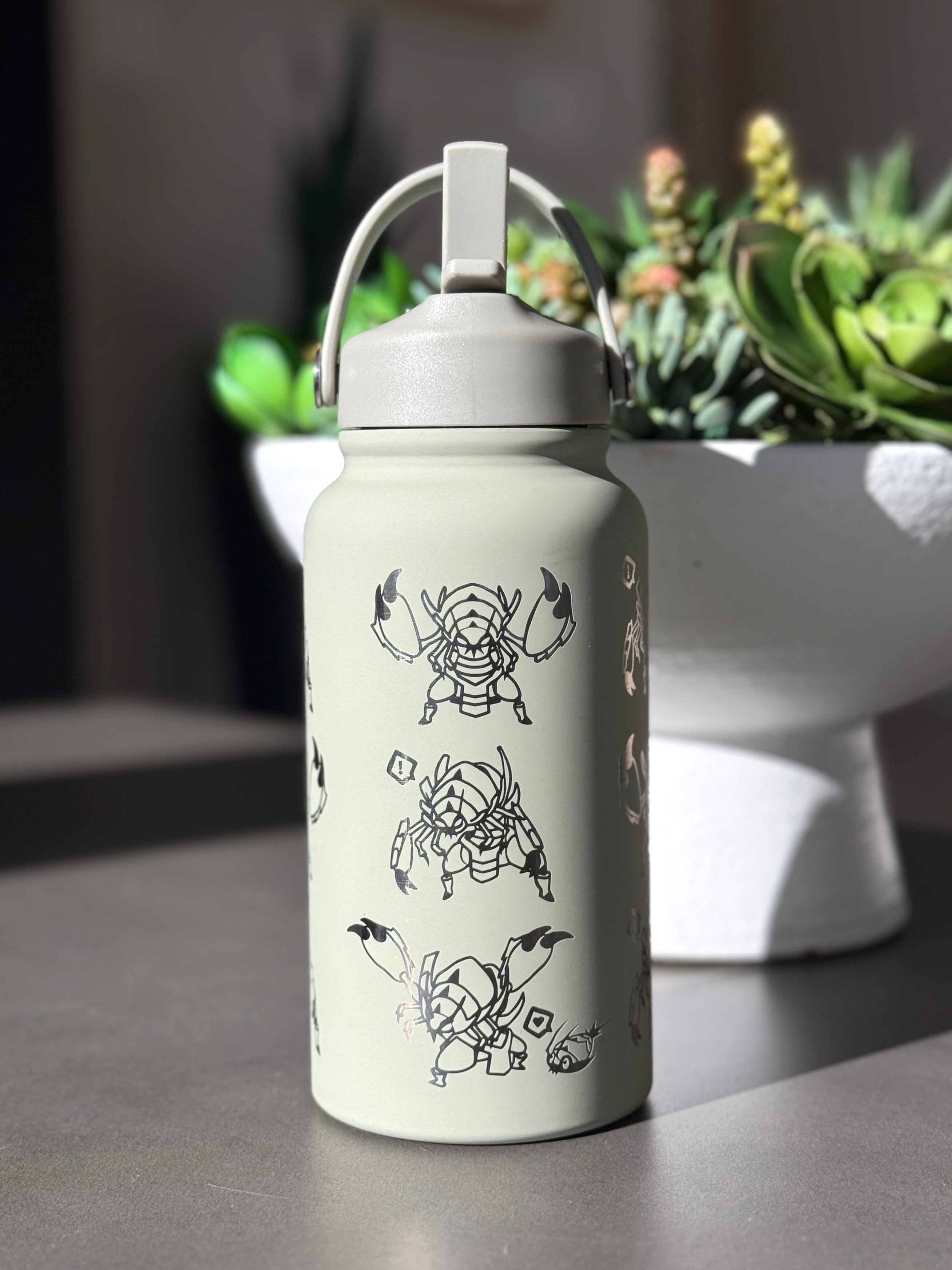 Golisopod Water Bottle Engraved Coffee Tumbler with Mega Golisopod & Wimpod Bug Waterbottle Thermos Anime Fan Birthday Gift