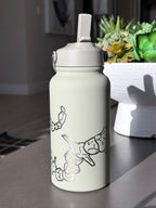 Onix Steelix Water Bottle Engraved Coffee Tumbler Surrounding Design Waterbottle, Rock Steel Thermos Anime Fan Birthday Gift