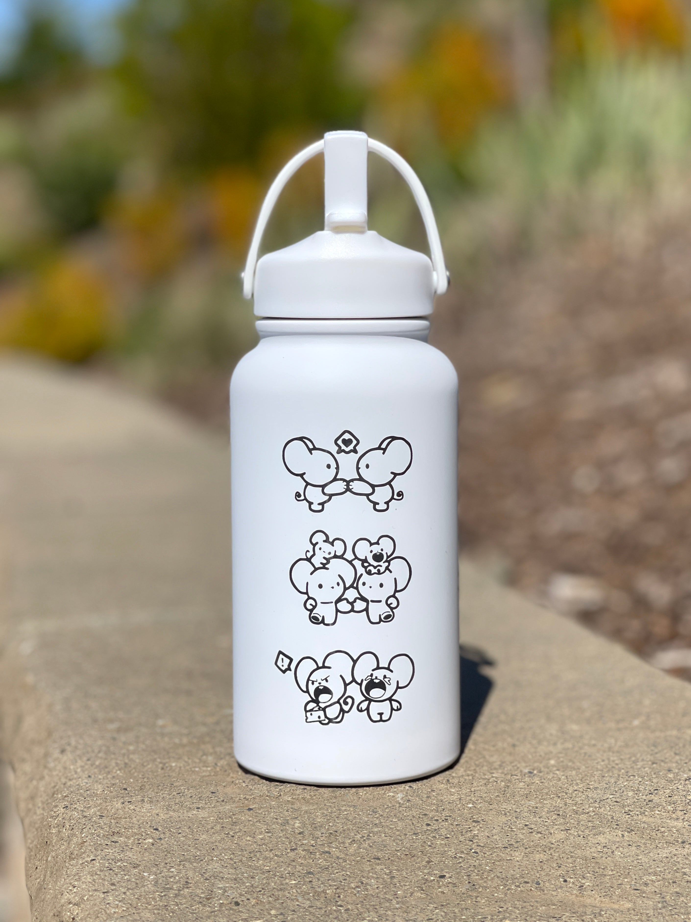 Tandemaus Maushold Water Bottle Engraved Coffee Tumbler Rock Star Maushold Family of Three Waterbottle, Mouse Family Thermos Anime Fan Birthday Gift