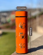 Charizard Coffee Tumbler Tea Infuser with Mega Charizard Y, Kanto Fire Starter Engraved Water Bottle Travel Mug Flask, Gamer Gift