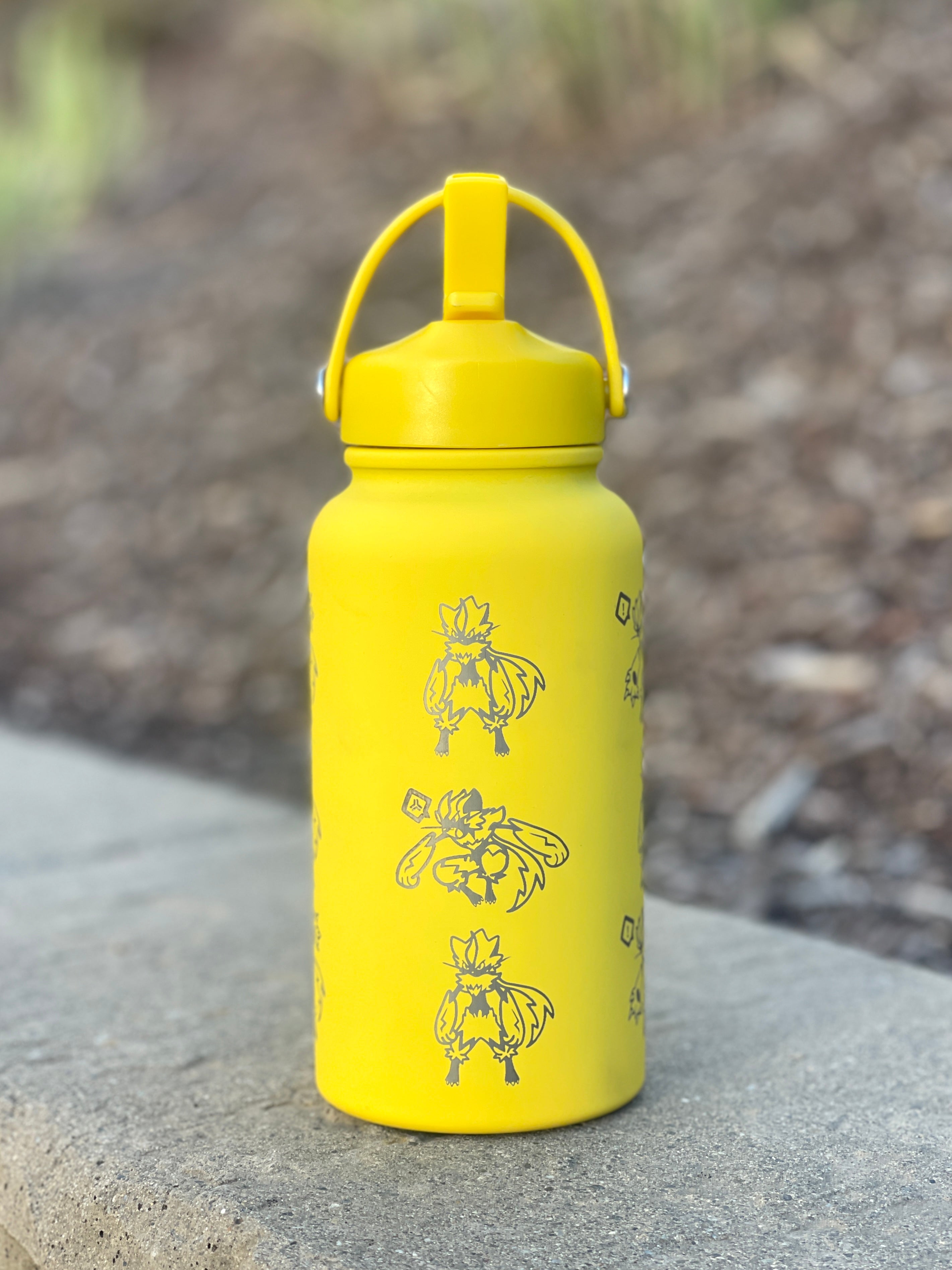 Zeraora Water Bottle Engraved Waterbottle with Mega Zeraora, Mythical Coffee Tumbler Thermos Flask, Gamer Anniversary Gift