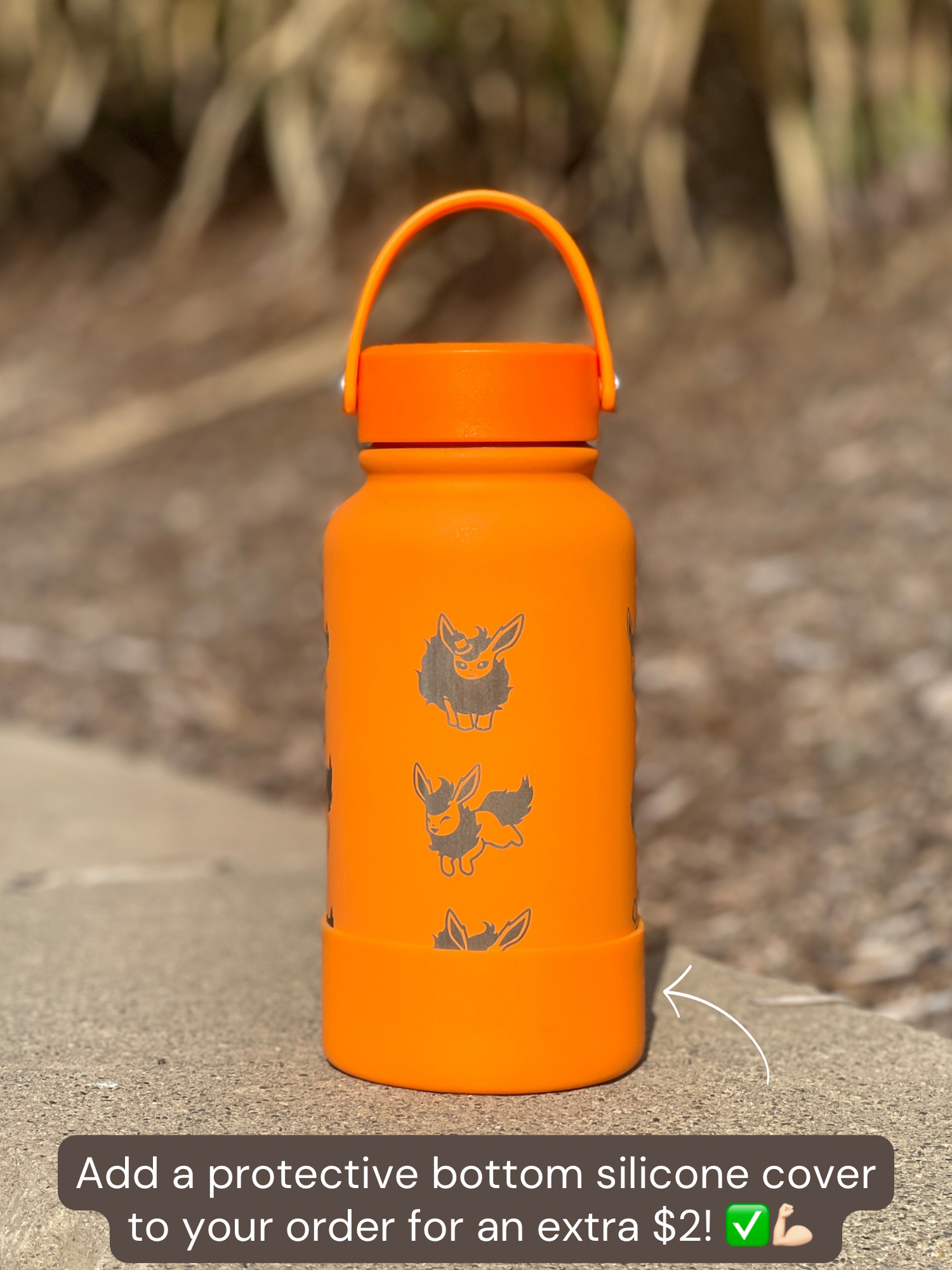 Flareon Water Bottle Engraved Coffee Tumbler with Cafe Top Hat and Flamethrower, Eevee Fire Evolution Waterbottle, Anime Fan Birthday Gift