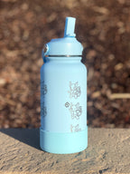 Wartortle Water Bottle Engraved Waterbottle with Scarf Sunglasses & Swimming Wartortle, Coffee Tumbler Thermos Flask, Gamer Anniversary Gift