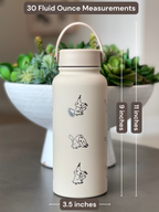 Mimikyu Water Bottle Engraved Coffee Tumbler with Disguised & Busted Form, Unite Noble Style Dapper Hat, Jesse’s Mimikyu Waterbottle Thermos