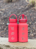 Magikarp Water Bottle Engraved Waterbottle with Fainted & Ditto Magikarp Cafe Hat, Fish Coffee Tumbler Thermos Flask, Gamer Anniversary Gift