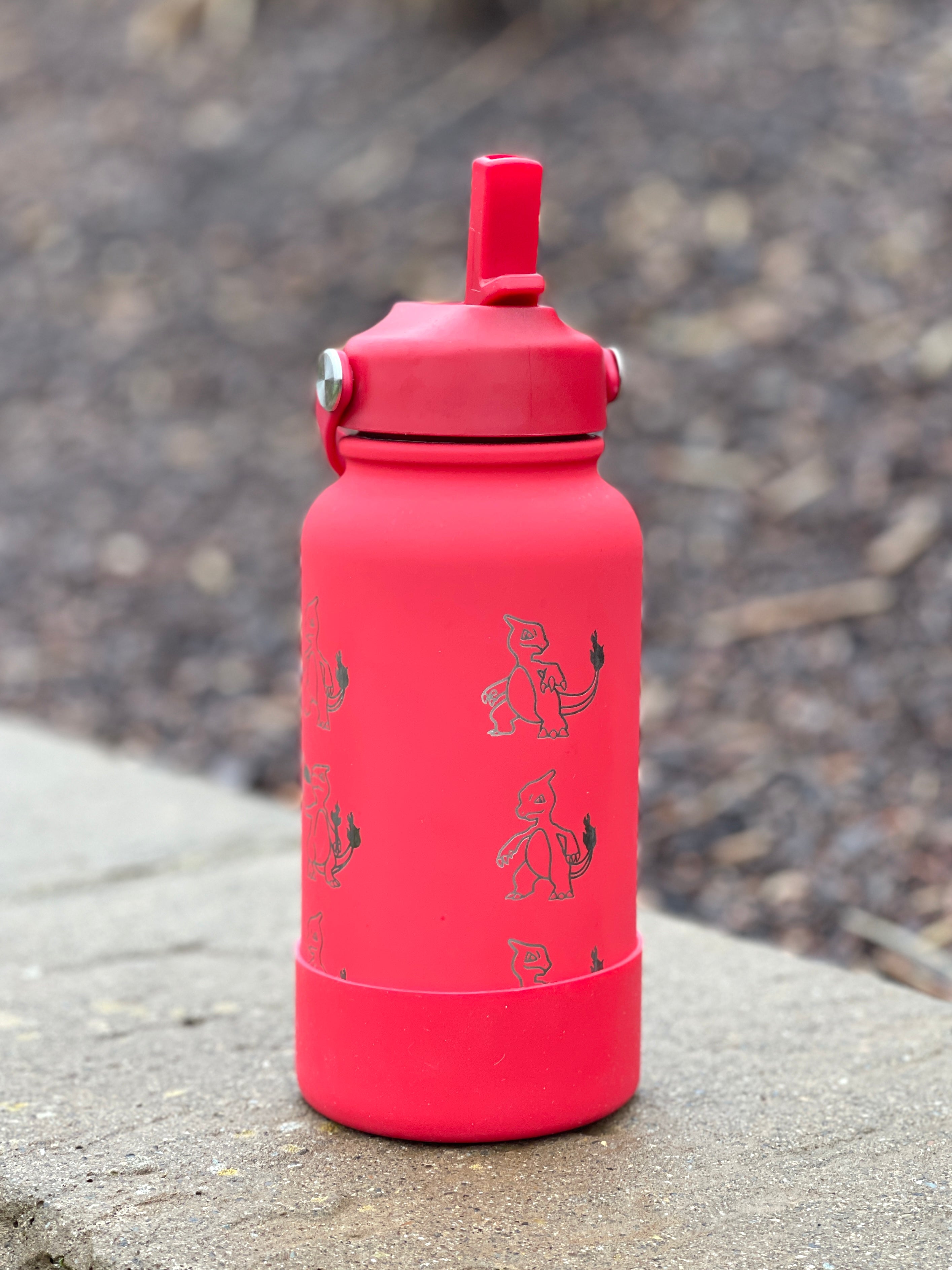 Charmeleon Water Bottle Engraved Waterbottle with Sleeping Charmeleon Coffee Tumbler Thermos Flask, Gamer Anniversary Gift