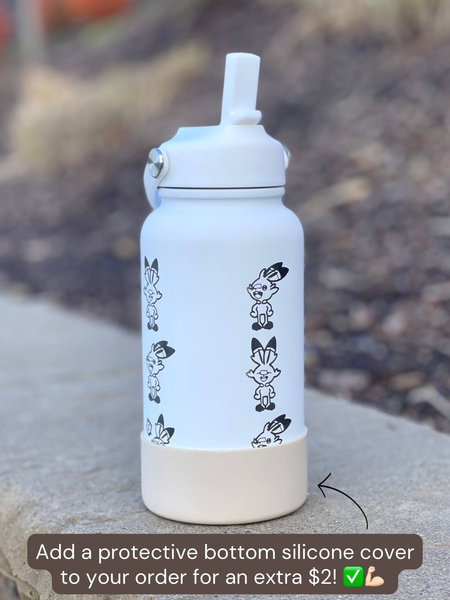 Scorbunny Water Bottle Engraved Coffee Tumbler with Sleeping & Soccer Ball Scorbunny Waterbottle, Galar Fire Starter Thermos Anime Fan Birthday Gift
