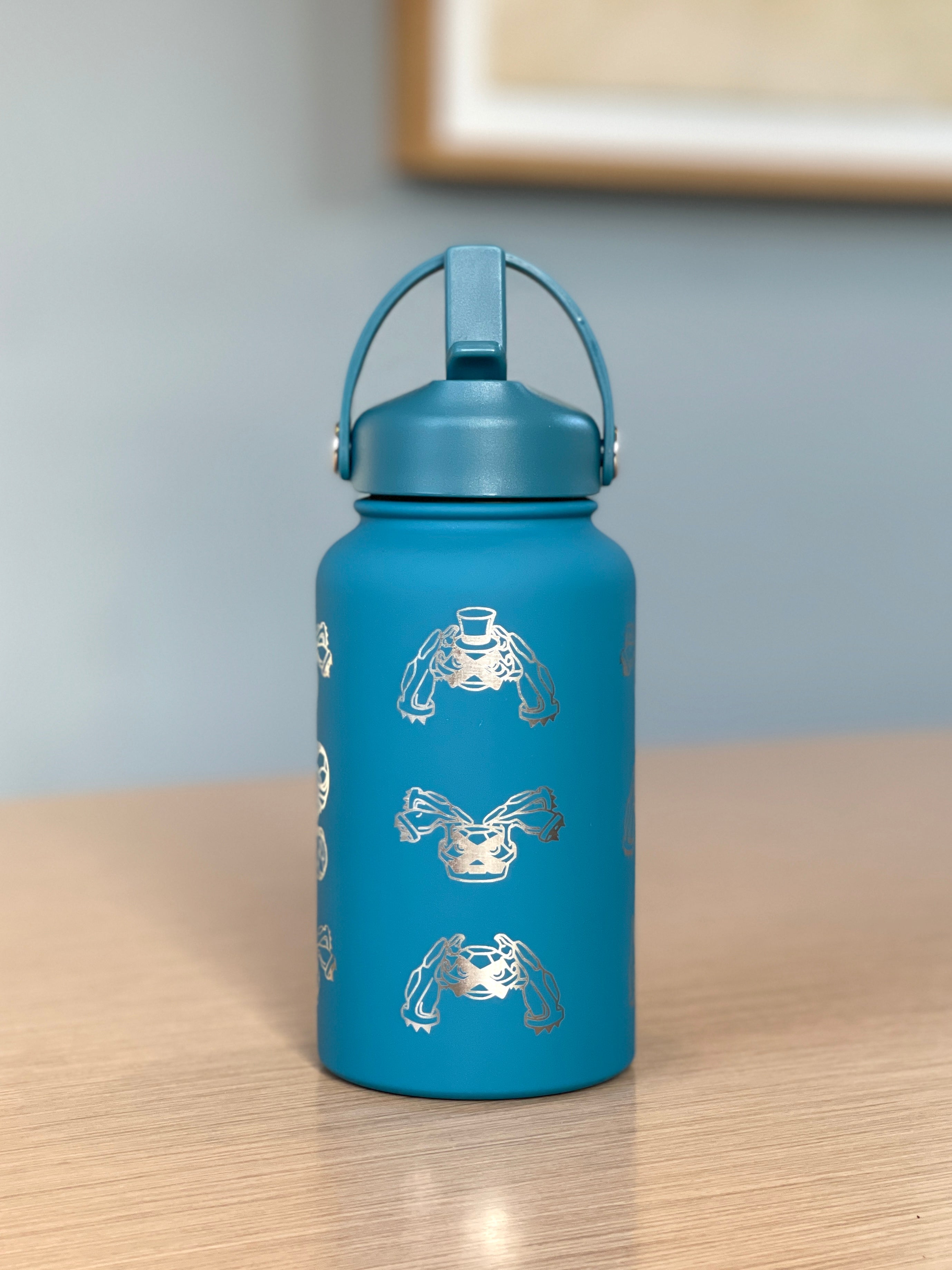 Metagross Water Bottle with Mega Metagross and Top Hat Sleeping Metagross Waterbottle, Thermos Gamer Birthday Gift