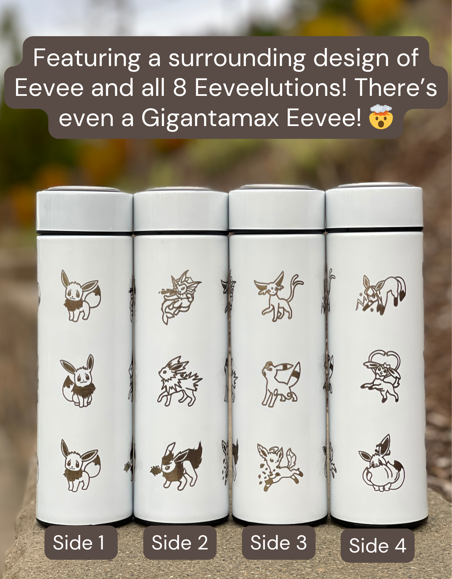 Eeveelution Eevee Evolutions Coffee Tumbler Tea Infuser, Flareon Vaporeon Jolteon Espeon Umbreon Water Bottle Travel Mug, Anime Fan Gift