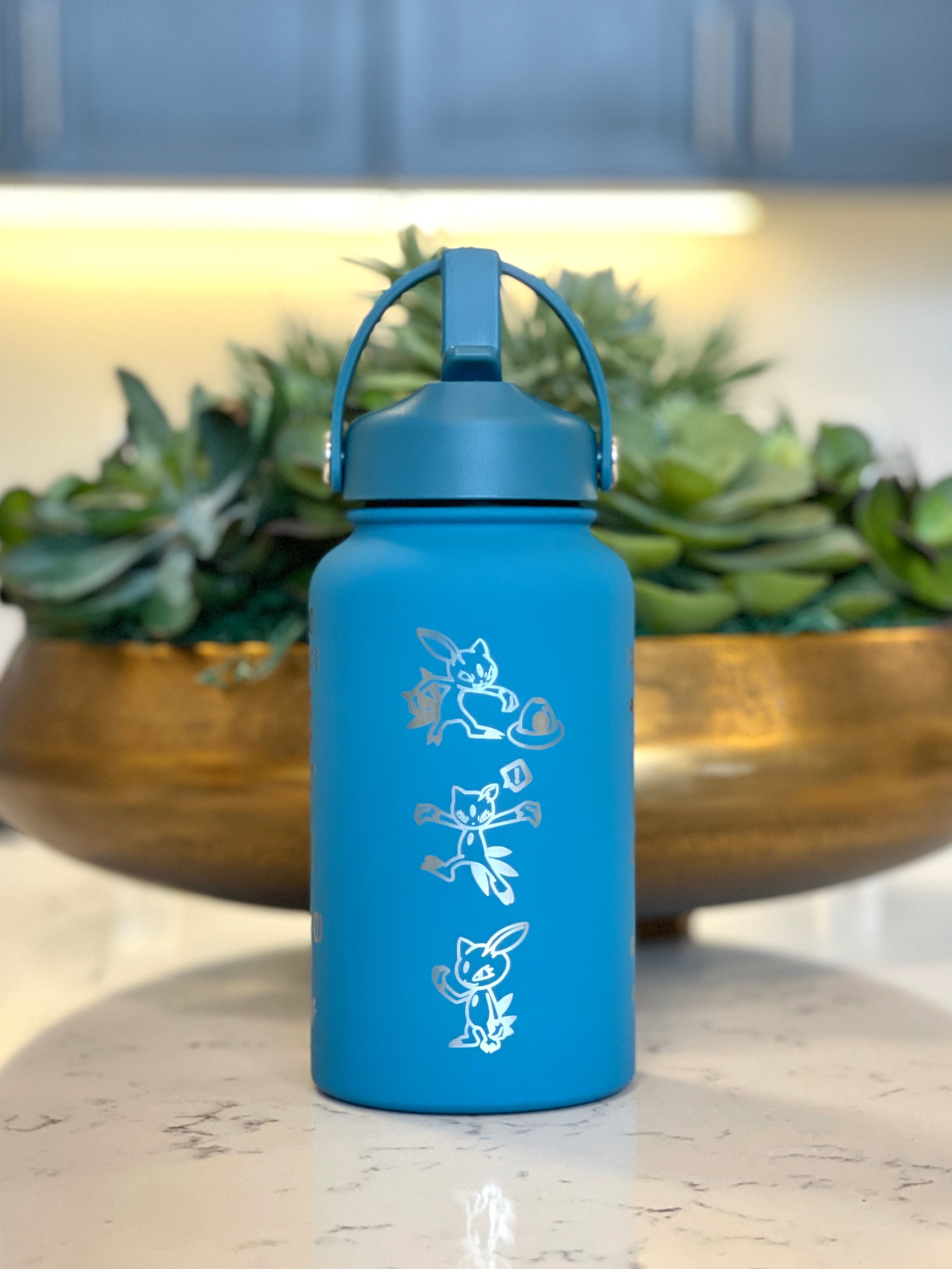 Sneasel Weavile Water Bottle Engraved Coffee Tumbler with Sneasel Chef Hat Waterbottle, Anime Fan Birthday Gift