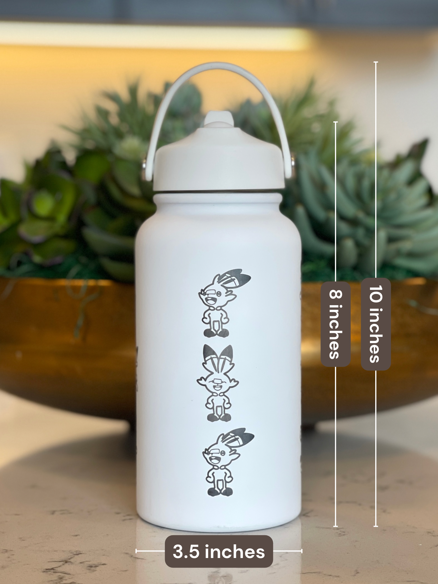 Scorbunny Water Bottle Engraved Coffee Tumbler with Sleeping & Soccer Ball Scorbunny Waterbottle, Galar Fire Starter Thermos Anime Fan Birthday Gift