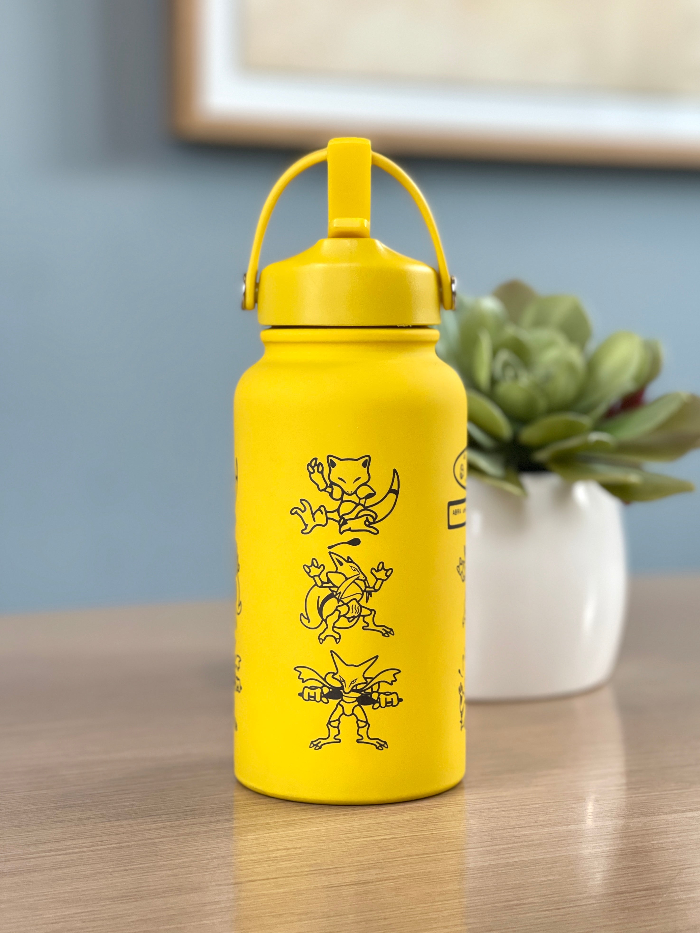 Abra Kadabra Alakazam Water Bottle Engraved Waterbottle with Mega Alakazam, Abra Evolution Trio Coffee Tumbler Travel Mug, Gamer Anniversary Gift