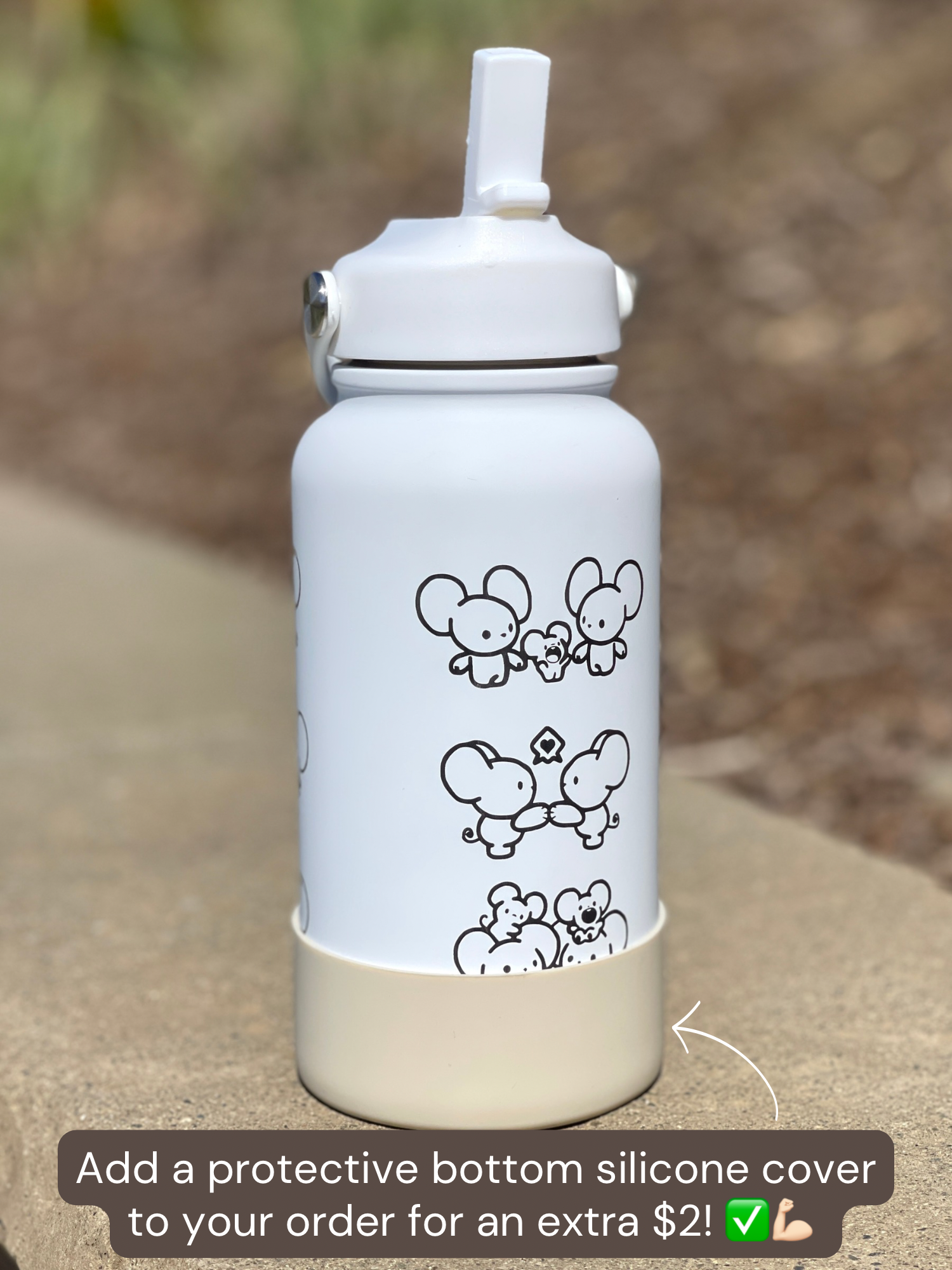 Tandemaus Maushold Water Bottle Engraved Coffee Tumbler Rock Star Maushold Family of Three Waterbottle, Mouse Family Thermos Anime Fan Birthday Gift