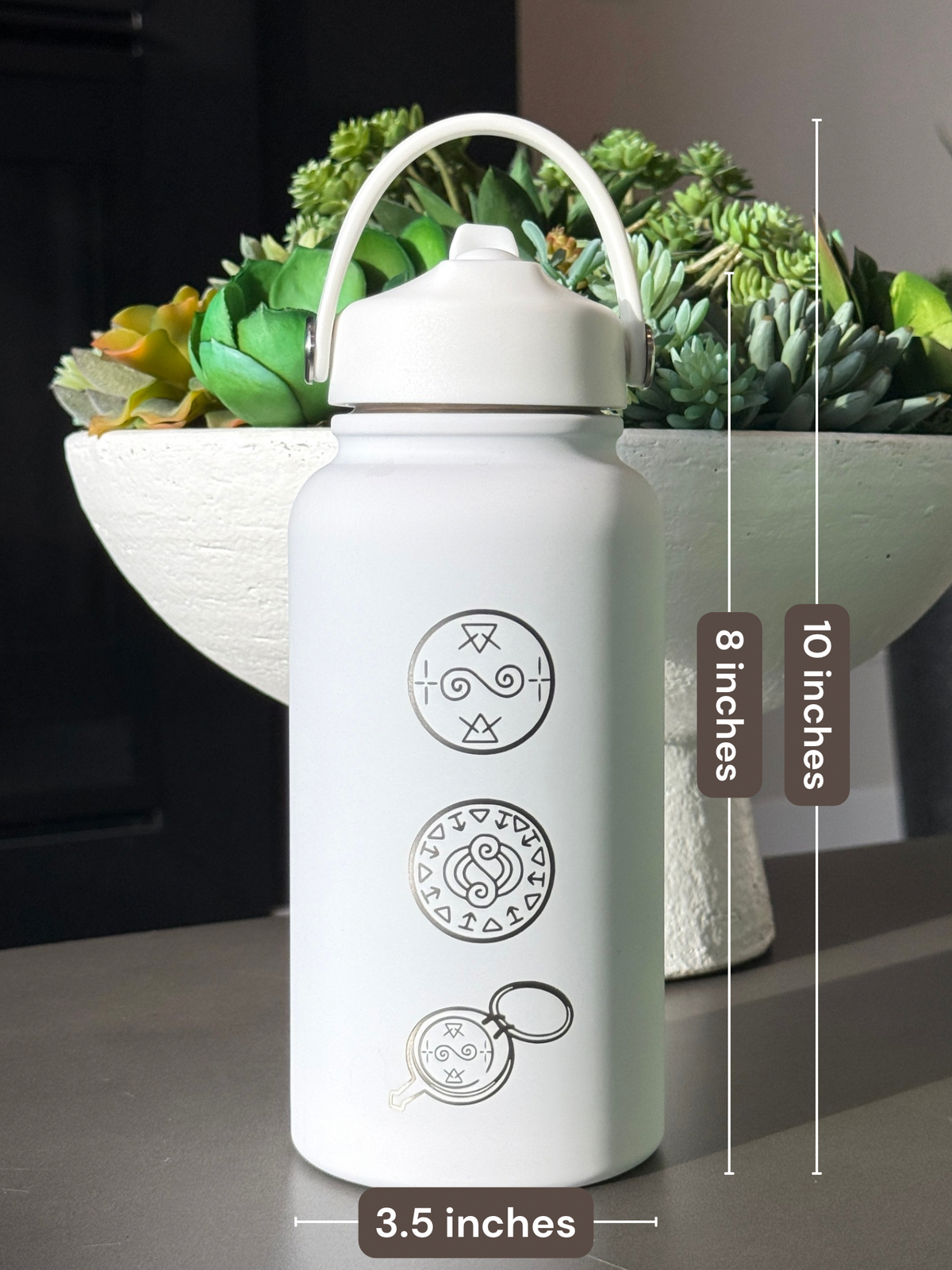 Witch Hat Atelier Water Bottle Engraved Coffee Tumbler, Iguin Rainflinger Palm Quire Symbol Brushbuddy Diadem Herb Quifrey Glasses, Anime Fan Birthday Gift