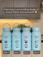 Azurill Marill Azumarill Water Bottle Engraved Waterbottle, Marill Evolution Line Coffee Tumbler Thermos Travel Mug, Gamer Anniversary Gift