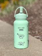 Lotad Water Bottle Engraved Coffee Tumbler, Lotad with Knife Waterbottle Thermos, Funny Meme Anime Fan Birthday Gift