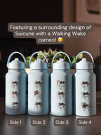 Suicune Water Bottle Engraved Waterbottle with Walking Wake, Johto Legendary Dog Coffee Tumbler Thermos Flask, Gamer Anniversary Gift