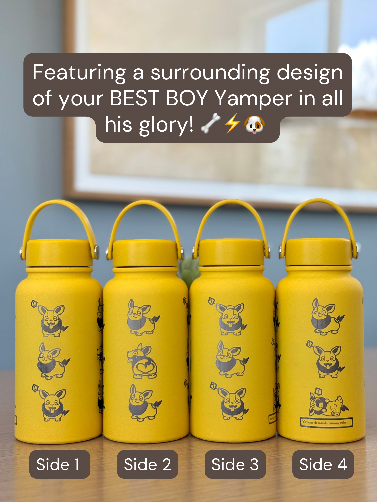 Yamper Water Bottle Engraved Waterbottle Coffee Tumbler, Dog Thermos Flask, Gamer Anniversary Gift