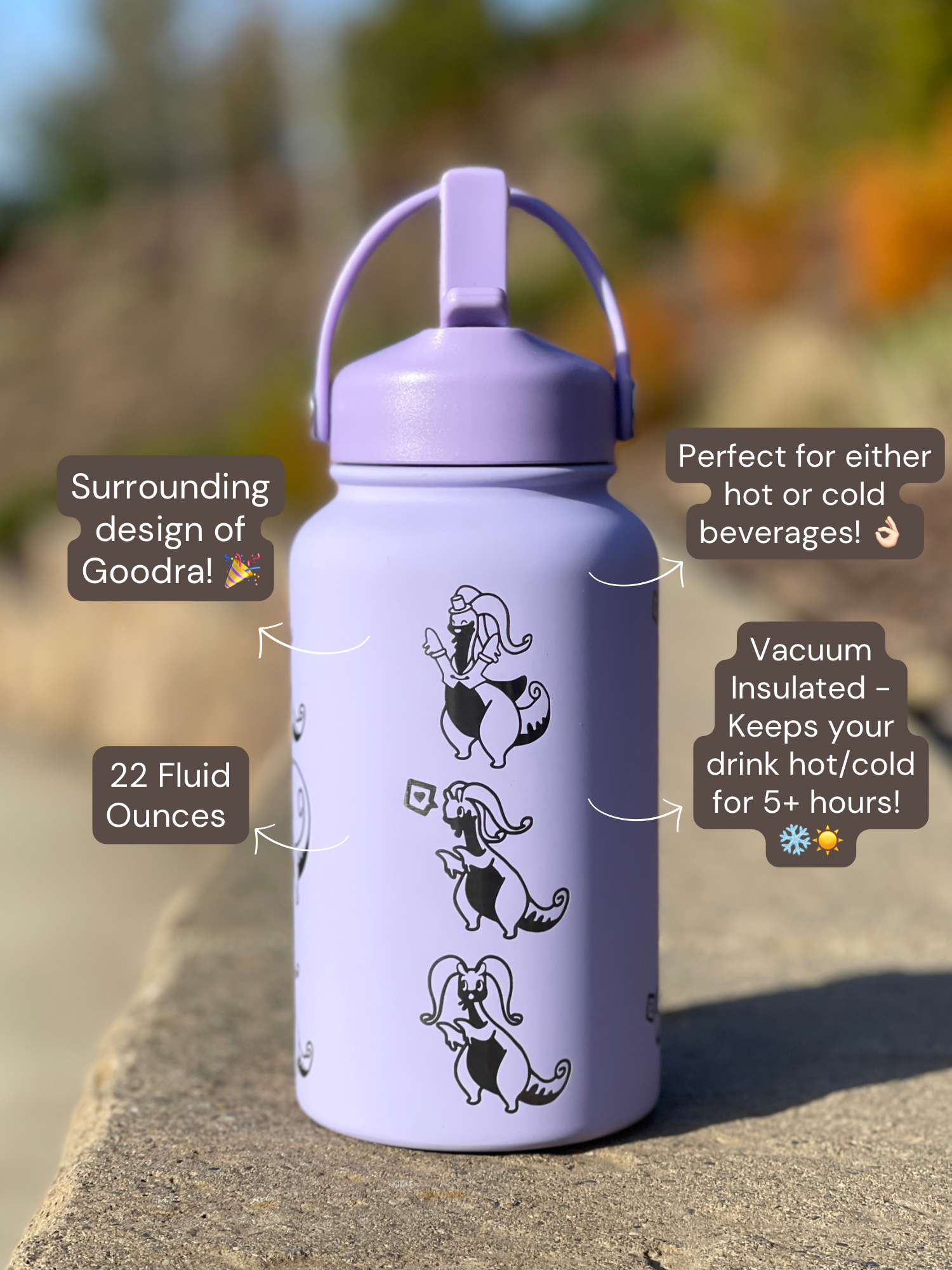 Goodra Water Bottle Engraved Coffee Tumbler with Hisuian Goodra Waterbottle, Dragon Slug Thermos Anime Fan Birthday Gift