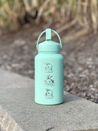 Turtwig Water Bottle Engraved Coffee Tumbler with Sleeping & Angry Turtwig Maid, Waterbottle, Grass Starter Thermos Anime Fan Birthday Gift
