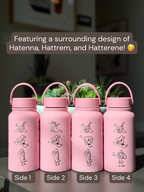 Hatenna Hattrem Hatterene Water Bottle Engraved Waterbottle with Mega Charizard Y, Kanto Starter Coffee Tumbler Thermos Flask, Gamer Anniversary Gift