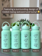 Oddish Water Bottle Engraved Coffee Tumbler, Oddish with Guitar Waterbottle, Funny Cute Anime Fan Birthday Gift