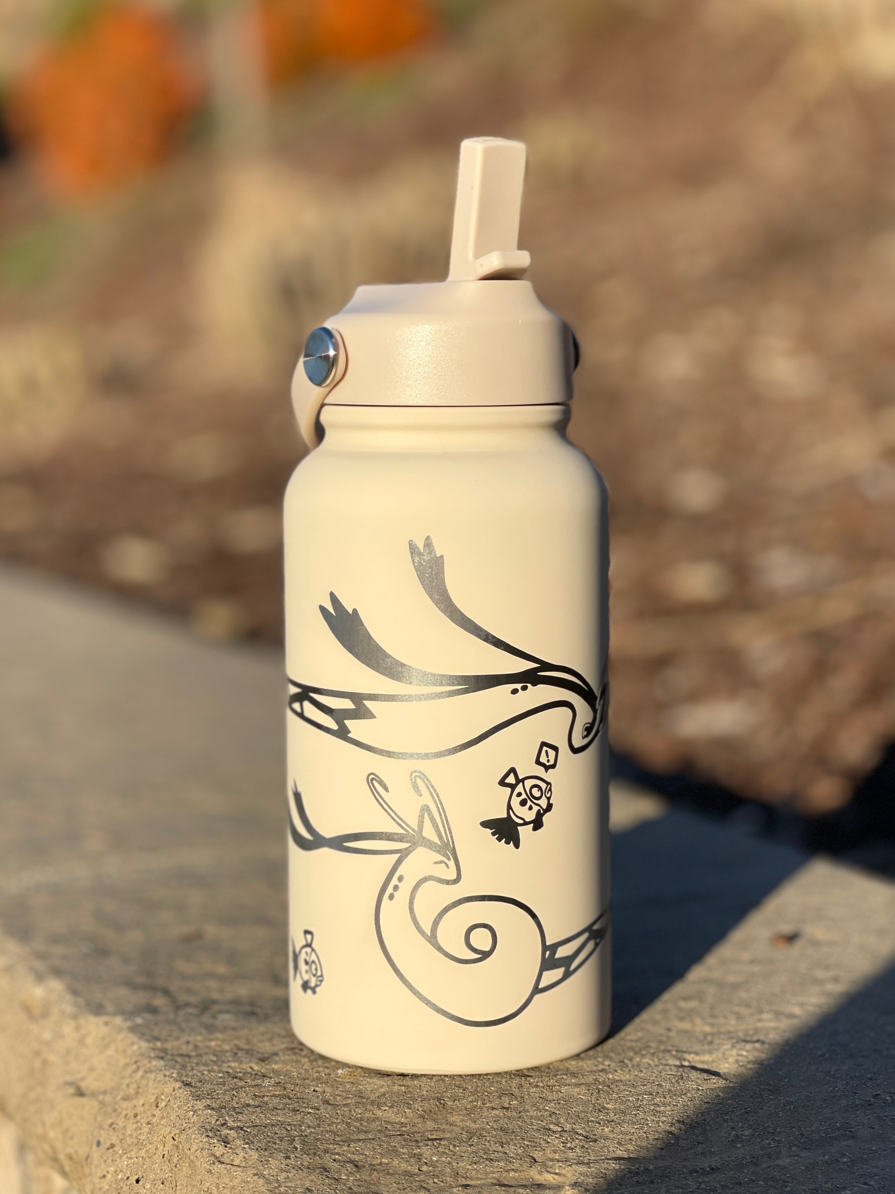 Milotic & Feebas Water Bottle Engraved Waterbottle, Dragon Coffee Tumbler Thermos Flask, Gamer Anniversary Gift