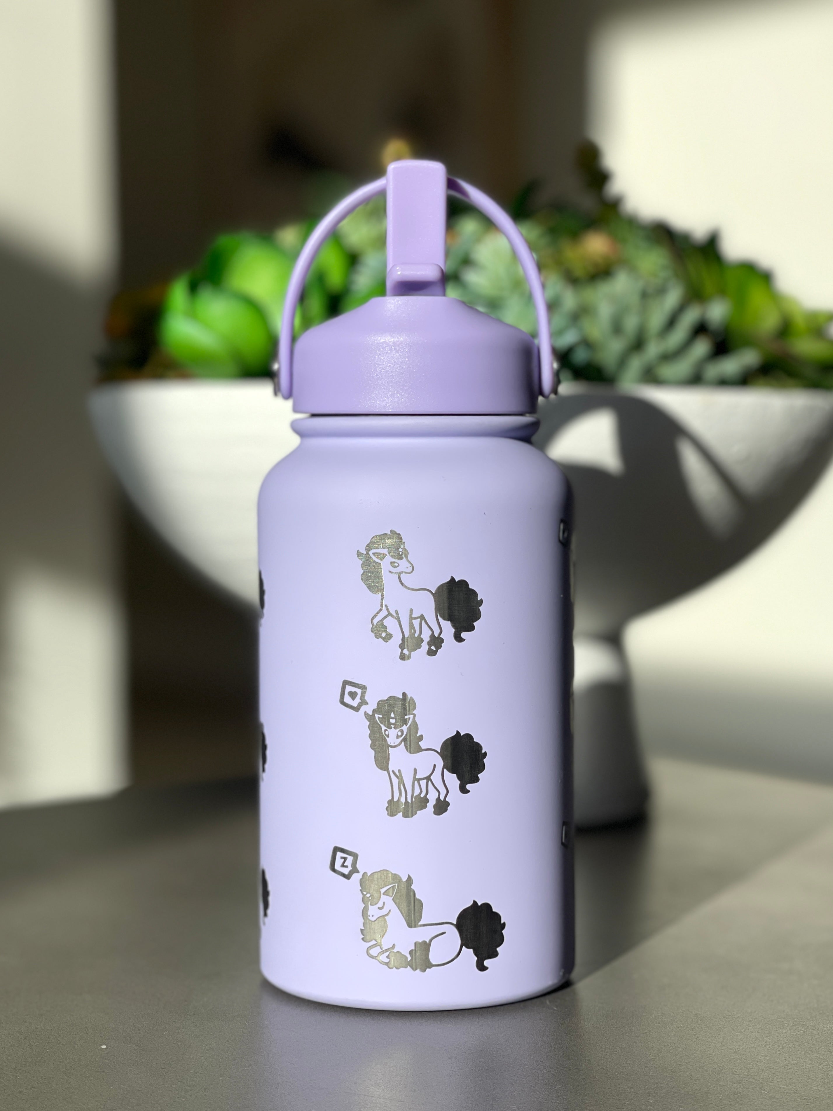Galarian Ponyta Rapidash Water Bottle Engraved Coffee Tumbler with Sleeping & Sunglasses Ponyta, Waterbottle, Pony Thermos Anime Fan Birthday Gift