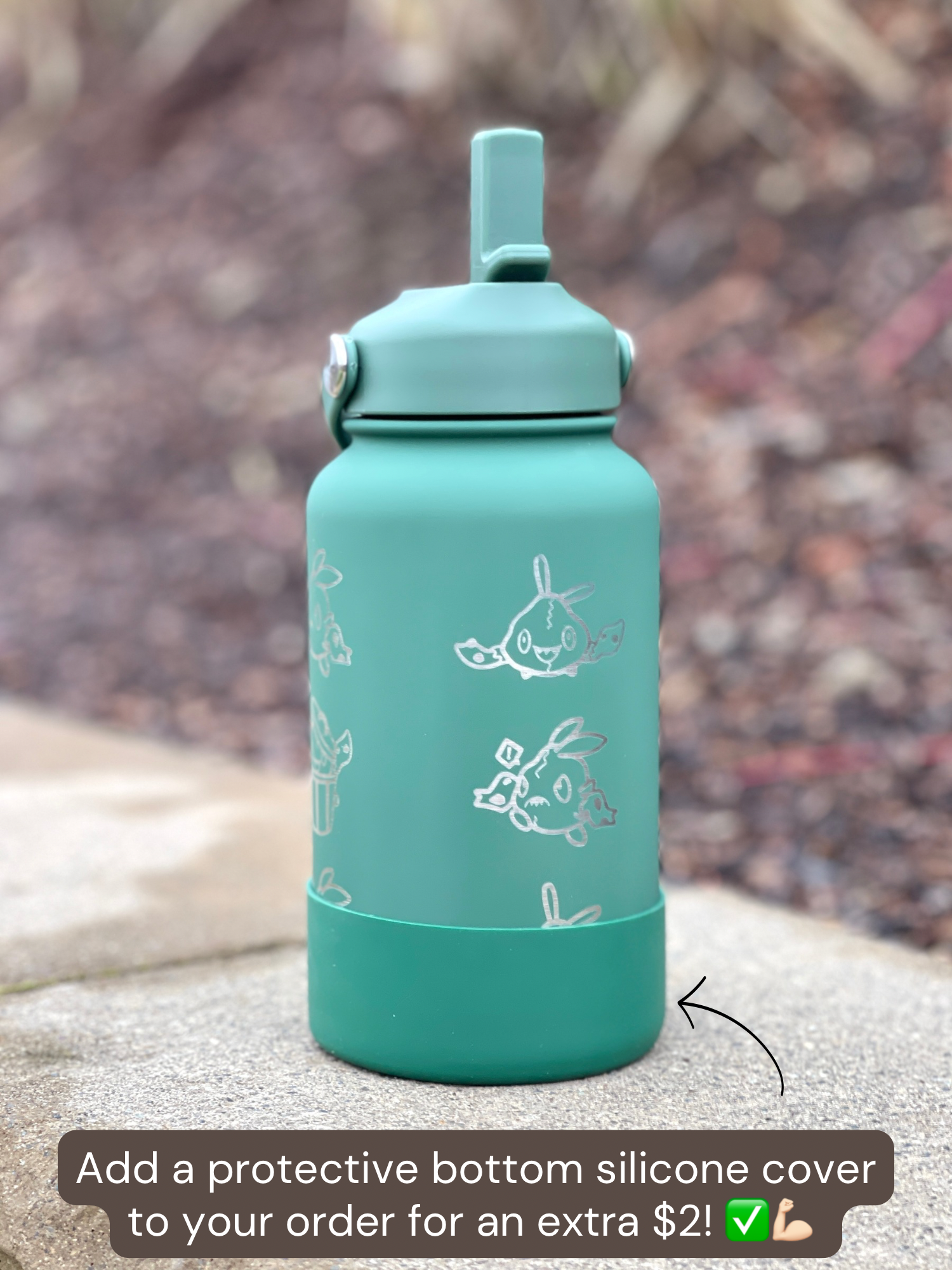 Trubbish Water Bottle Engraved Coffee Tumbler with Trubbish in Trash Can & Eating Berries Waterbottle, Funny Anime Fan Birthday Gift