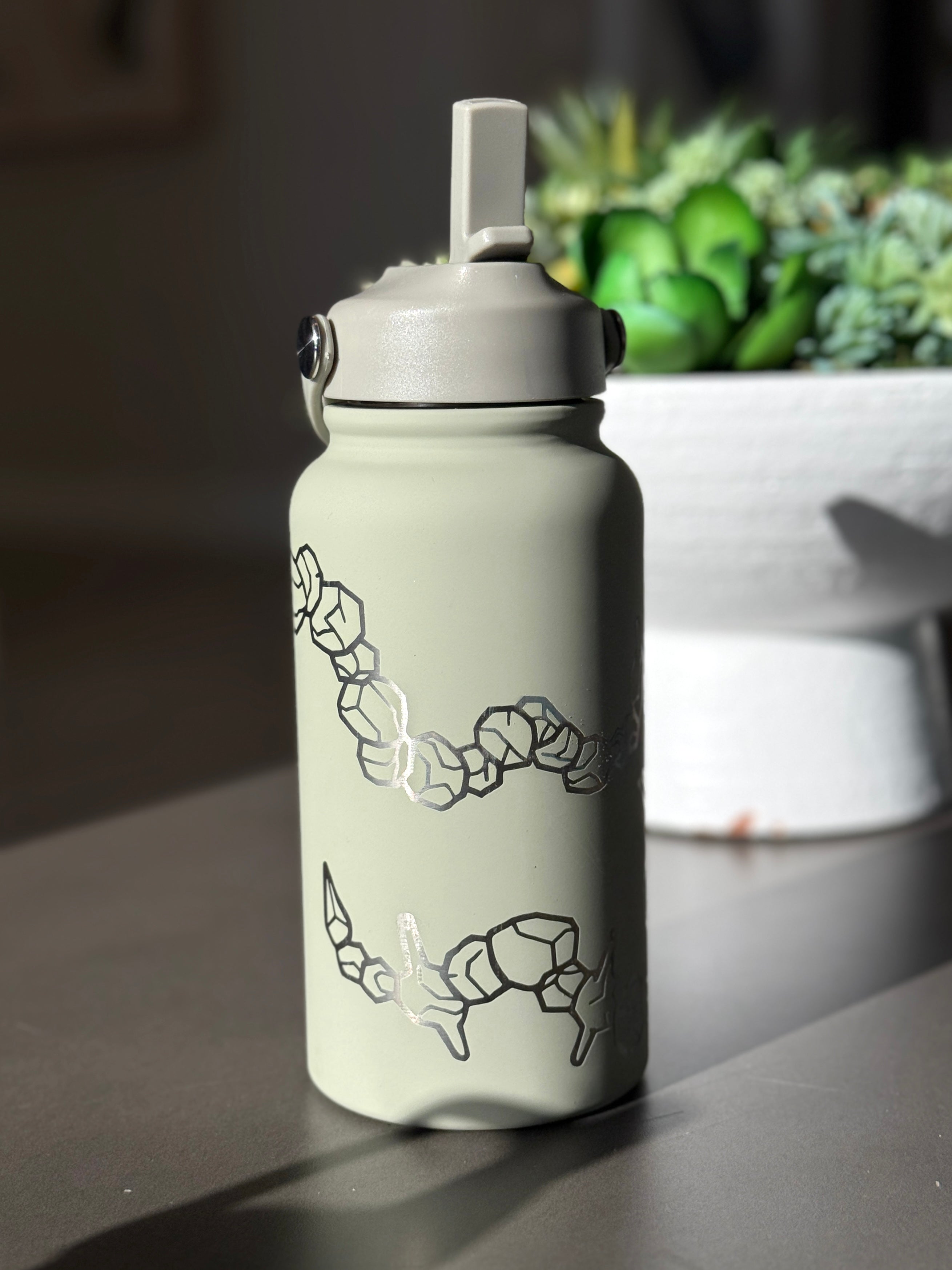 Onix Steelix Water Bottle Engraved Coffee Tumbler Surrounding Design Waterbottle, Rock Steel Thermos Anime Fan Birthday Gift