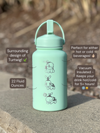 Turtwig Water Bottle Engraved Coffee Tumbler with Sleeping & Angry Turtwig Maid, Waterbottle, Grass Starter Thermos Anime Fan Birthday Gift