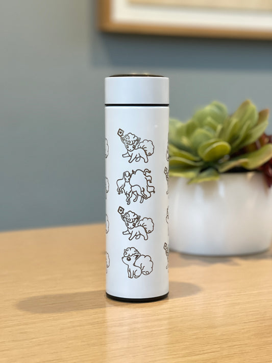 Alolan Vulpix Ninetails Coffee Tumbler Tea Infuser, Engraved Water Bottle Travel Mug, Sleeping Vulpix Cute Anime Fan Gift